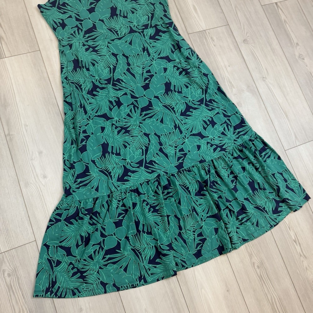 Lands' End square neck tiered maxi dress Size Large Petite 14/16 Sleeveless Leaf - Picture 3 of 10